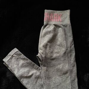 Gymshark Marl Gray Leggings with Pink Logo